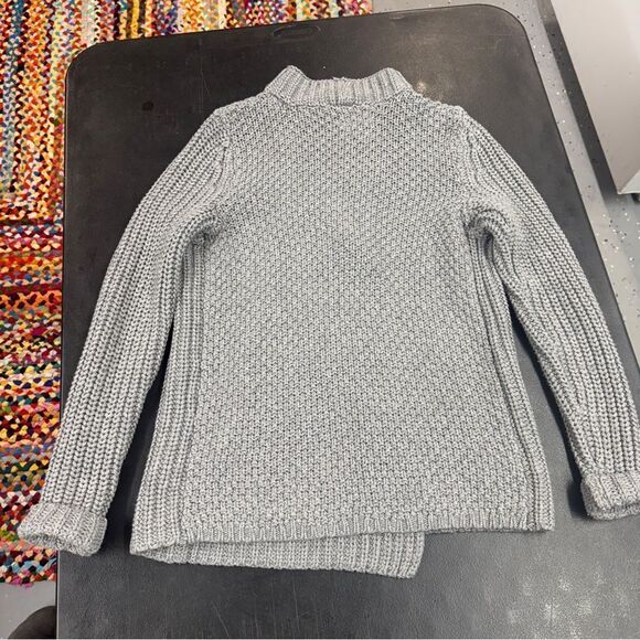 Lou and Grey A line crossover side mock neck chunky knit grey swing cardigan - Picture 6 of 8